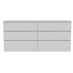 English Elm 6 Drawer Double Dresser Tronx White - 60.4" Wide, Six Smooth Metal-Rail Drawers, Durable Particleboard Finish B092S00132