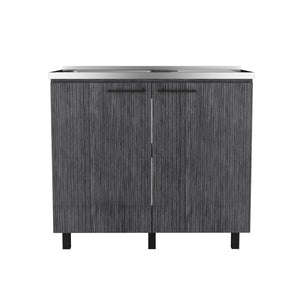 English Elm Utility Sink Cabinet Stainless Steel Basin Freestanding Farmhouse Storage Unit B092S00174