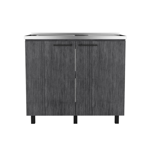 English Elm Utility Sink Cabinet Stainless Steel Basin Freestanding Farmhouse Storage Unit B092S00174