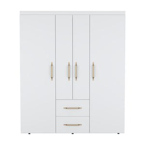 English Elm Armoire Elma White Bedroom Wardrobe with Drawer, 2 Rods & 3 Shelves, Six-Leg Stability, Space-Saving B092S00175