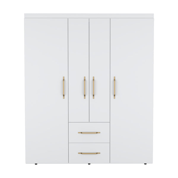 English Elm Armoire Elma White Bedroom Wardrobe with Drawer, 2 Rods & 3 Shelves, Six-Leg Stability, Space-Saving B092S00175