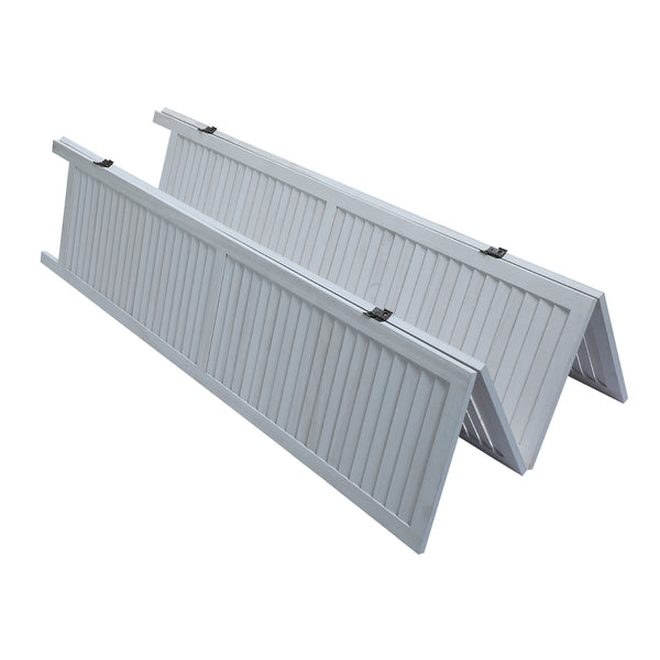 English Elm Sycamore 4-Panel Folding Louvered Room Divider in Old White — Lightweight Sycamore Wood Screen, 63.6" W2181P146770