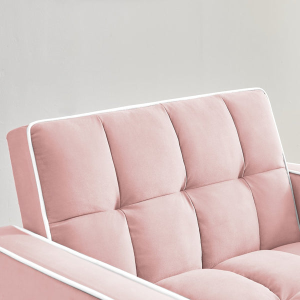 English Elm Three-in-one velvet sofa bed chair convertible recliner ottoman sleeper with tufted luxury comfort and support Pink W1359137401