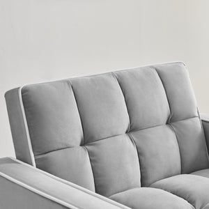 English Elm Three-in-one velvet sofa bed chair convertible recliner ottoman sleeper with tufted luxury comfort and support Grey W1359137376