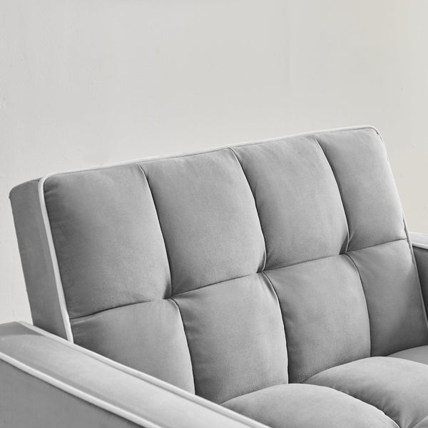 English Elm Three-in-one velvet sofa bed chair convertible recliner ottoman sleeper with tufted luxury comfort and support Grey W1359137376