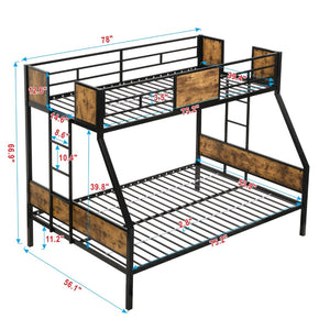English Elm Twin Over Full Steel Bunk Bed with Dual Ladders Guardrail and Under Bed Storage W311133413