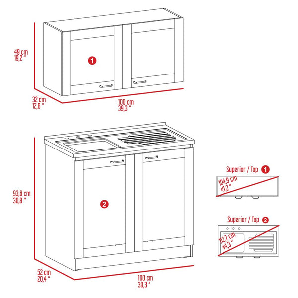 English Elm Cabinet Zeus Light Gray Kitchen Set with Durable Particle Board, Spacious Counters & Modern Design B092S00149