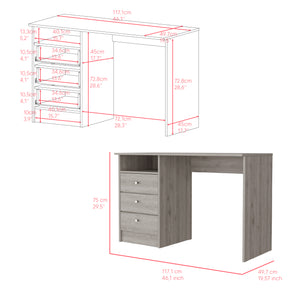English Elm Computer Desk Fremont Light Gray with 46.1" Worksurface, 3 Drawers & Durable Particle Board Design B092S00160
