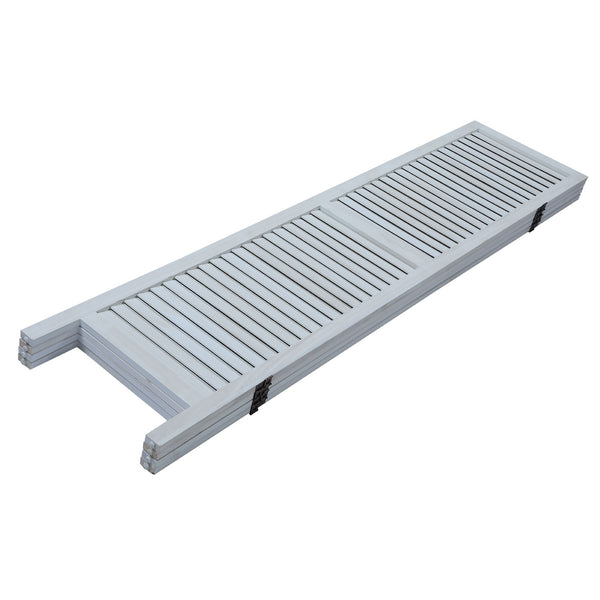 English Elm Sycamore 4-Panel Folding Louvered Room Divider in Old White — Lightweight Sycamore Wood Screen, 63.6" W2181P146770