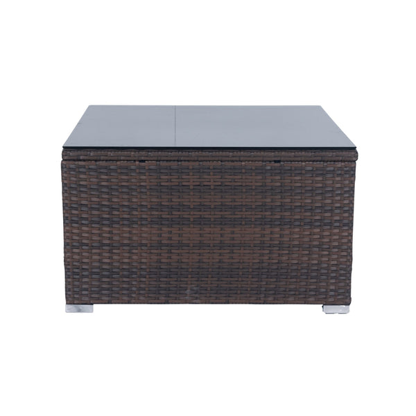 English Elm 11 Piece Patio Wicker Conversation Set with 10 Seats, Modular Layout, 3 Under-Seat Storage Boxes, Brown Wicker White Cushions W329S00047