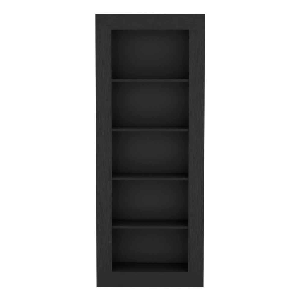 English Elm Bookcase Wray 5-Tier Black Office Shelf - Sturdy Particle Board Display Unit for Books & Decor, 73" tall B092S00161