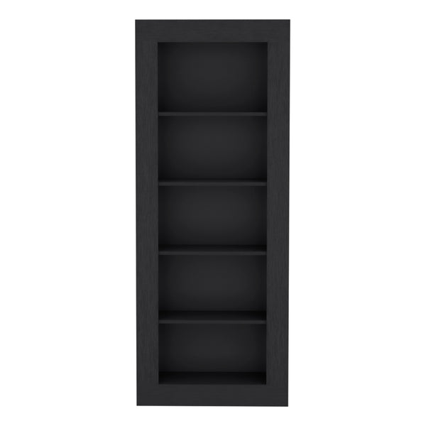 English Elm Bookcase Wray 5-Tier Black Office Shelf - Sturdy Particle Board Display Unit for Books & Decor, 73" tall B092S00161