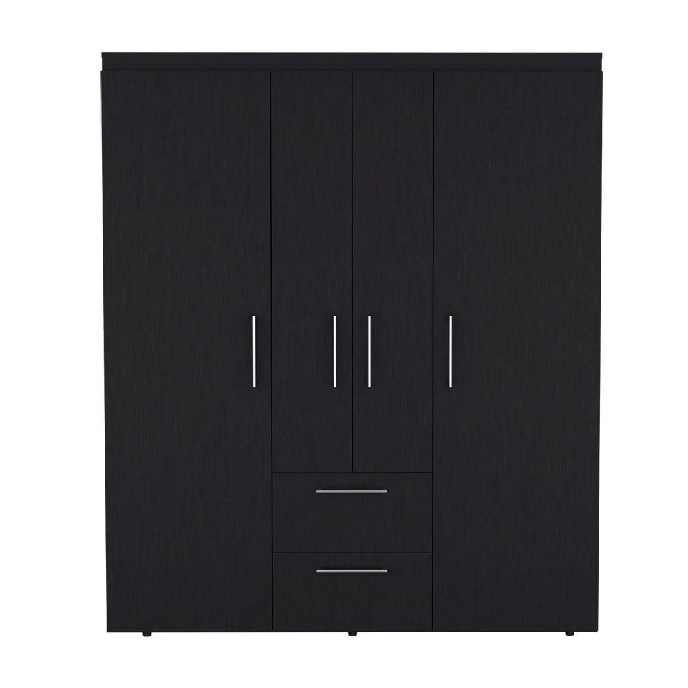 English Elm Armoire Elma Black Bedroom Wardrobe with Drawer, Dual Rods & 3 Shelves — Sturdy Six-Leg Design, Easy Assembly B092S00176
