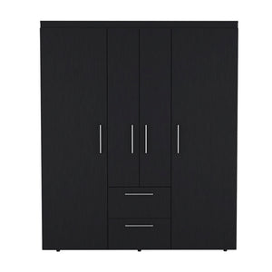 English Elm Armoire Elma Black Bedroom Wardrobe with Drawer, Dual Rods & 3 Shelves — Sturdy Six-Leg Design, Easy Assembly B092S00176