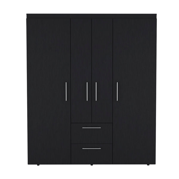 English Elm Armoire Elma Black Bedroom Wardrobe with Drawer, Dual Rods & 3 Shelves — Sturdy Six-Leg Design, Easy Assembly B092S00176