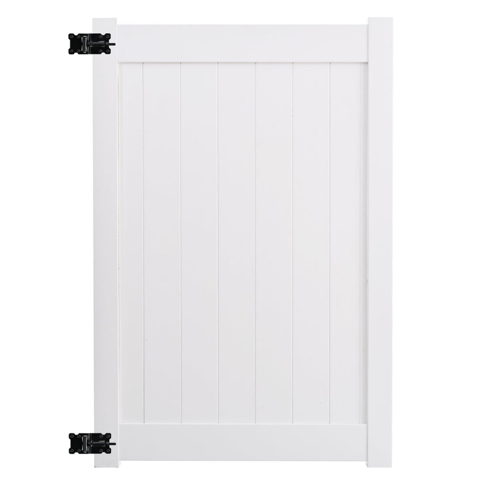English Elm Fence Gate White Vinyl Privacy Panel Weatherproof Rot Resistant Curb Appeal Design B100S00001