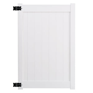 English Elm Fence Gate White Vinyl Privacy Panel Weatherproof Rot Resistant Curb Appeal Design B100S00001