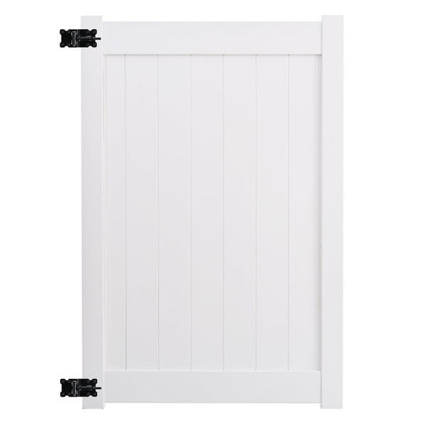 English Elm Fence Gate White Vinyl Privacy Panel Weatherproof Rot Resistant Curb Appeal Design B100S00001