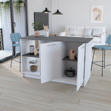 English Elm Kitchen Island Padua, Kitchen, White / Onyx