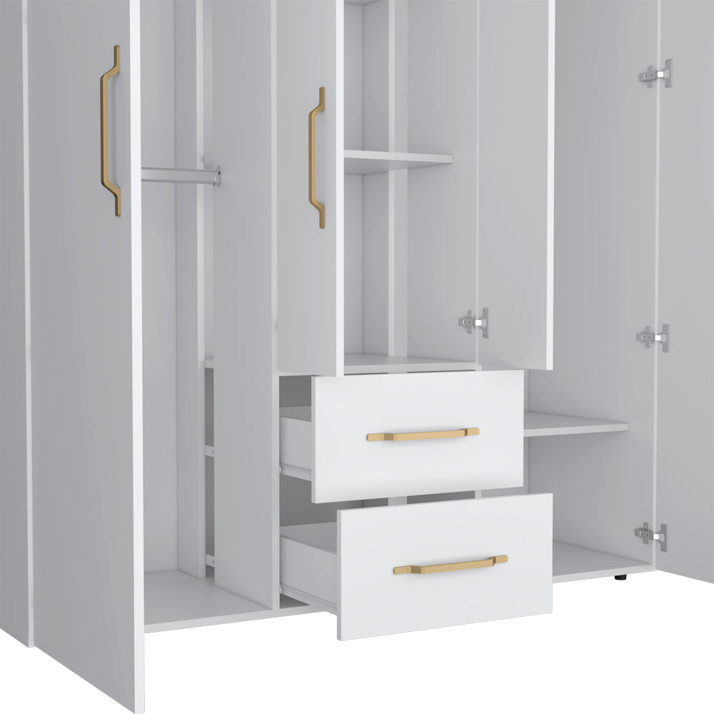 English Elm Armoire Elma White Bedroom Wardrobe with Drawer, 2 Rods & 3 Shelves, Six-Leg Stability, Space-Saving B092S00175