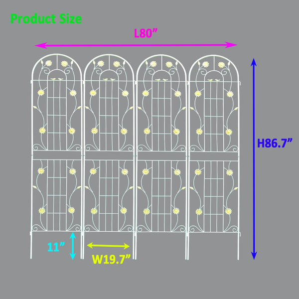 English Elm 4 Pack Ornamental Steel Garden Trellises Rustproof Powder Coated Climbing Plant Support W1586135968