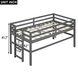 Hearth and Haven Wood Twin Size Loft Bed with Side Ladder, Antique Grey WF312787AAE