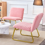 English Elm Modern Minimalist Pink Plush Fabric Single Person Sofa Chair With Golden Metal Legs. Suitable For Living Room, Bedroom, Club, Comfortable Cushioned Single Person Leisure Sofa