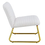 English Elm One White Minimalist Armless Sofa Chair With Plush Cushion and Backrest Paired With Golden Metal Legs, Suitable For Offices, Restaurants, Kitchens, Bedrooms