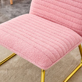 English Elm Modern Minimalist Pink Plush Fabric Single Person Sofa Chair With Golden Metal Legs. Suitable For Living Room, Bedroom, Club, Comfortable Cushioned Single Person Leisure Sofa