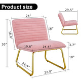 English Elm Modern Minimalist Pink Plush Fabric Single Person Sofa Chair With Golden Metal Legs. Suitable For Living Room, Bedroom, Club, Comfortable Cushioned Single Person Leisure Sofa