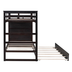 English Elm Twin Bunk Bed with Trundle Staircase Storage Drawers Solid Pine Kids Room LT000068AAP-1