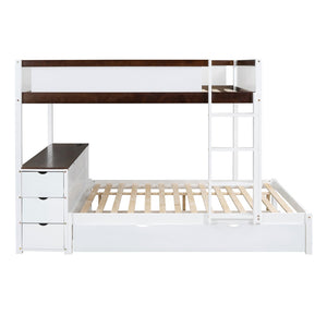 English Elm Full-over-full Bunk Bed with Trundle Desk Drawers and Built-in Power for Kids LT000364AAD-1