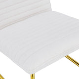 English Elm One White Minimalist Armless Sofa Chair With Plush Cushion and Backrest Paired With Golden Metal Legs, Suitable For Offices, Restaurants, Kitchens, Bedrooms