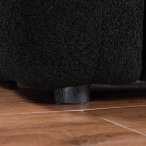 English Elm 87.4 Bouclé Marshmallow Sofa 3-Seater Compact Modern Curved Design for Apartments Cozy Durable Upholstery Black W1099S00099