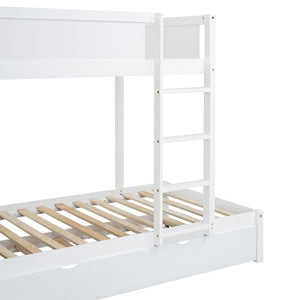 English Elm Twin-over-twin Bunk Bed with Trundle Built-in Desk Storage Drawers and Power Outlets White LT000363AAK