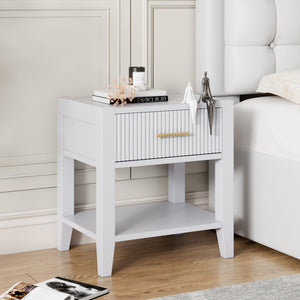 Hearth and Haven Wooden Nightstand with a Drawer and An Open Storage, End Table For Bedroom WF315393AAK