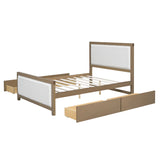 Hearth and Haven Tempest Full Size Platform Bed with 4 Drawers and Nailhead Trim, Beige and Natural DL000575AAA