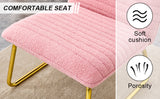 English Elm Modern Minimalist Pink Plush Fabric Single Person Sofa Chair With Golden Metal Legs. Suitable For Living Room, Bedroom, Club, Comfortable Cushioned Single Person Leisure Sofa