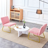 English Elm Modern Minimalist Pink Plush Fabric Single Person Sofa Chair With Golden Metal Legs. Suitable For Living Room, Bedroom, Club, Comfortable Cushioned Single Person Leisure Sofa