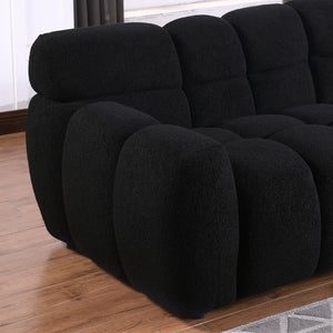 English Elm 87.4 Bouclé Marshmallow Sofa 3-Seater Compact Modern Curved Design for Apartments Cozy Durable Upholstery Black W1099S00099