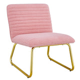 English Elm Modern Minimalist Pink Plush Fabric Single Person Sofa Chair With Golden Metal Legs. Suitable For Living Room, Bedroom, Club, Comfortable Cushioned Single Person Leisure Sofa