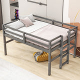 Hearth and Haven Wood Twin Size Loft Bed with Side Ladder, Antique Grey WF312787AAE