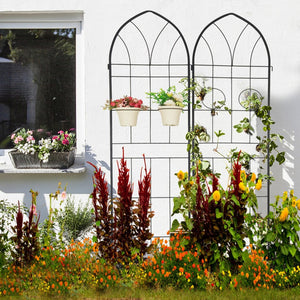 English Elm 4 Pack Powder-coated Steel Garden Trellises Rustproof Climbing Plant Support Panels W158681138