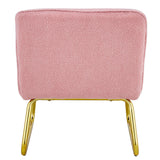 English Elm Modern Minimalist Pink Plush Fabric Single Person Sofa Chair With Golden Metal Legs. Suitable For Living Room, Bedroom, Club, Comfortable Cushioned Single Person Leisure Sofa