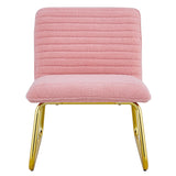 English Elm Modern Minimalist Pink Plush Fabric Single Person Sofa Chair With Golden Metal Legs. Suitable For Living Room, Bedroom, Club, Comfortable Cushioned Single Person Leisure Sofa