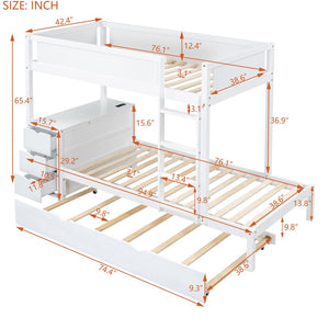English Elm Twin-over-twin Bunk Bed with Trundle Built-in Desk Storage Drawers and Power Outlets White LT000363AAK-1