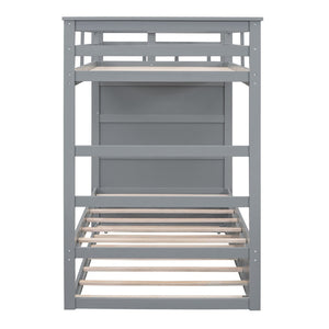 English Elm Twin Bunk Bed with Trundle Staircase Storage Drawers Solid Pine Kids Room LT000068AAE-1