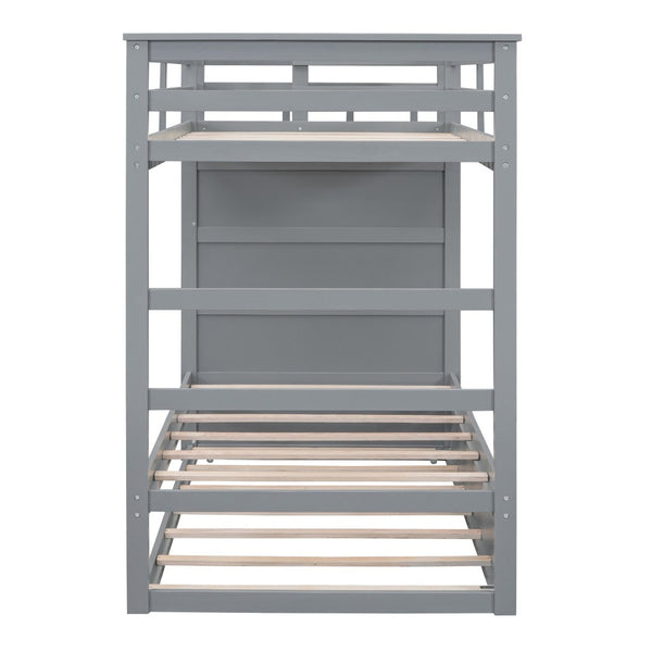English Elm Twin Bunk Bed with Trundle Staircase Storage Drawers Solid Pine Kids Room LT000068AAE-1