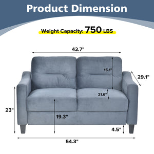 English Elm Couch Stylish Loveseat Sectional Sofa In Soft Blue-Grey Chenille For Small Spaces & Cozy Living Rooms W2121137322