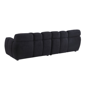 English Elm 87.4 Bouclé Marshmallow Sofa 3-Seater Compact Modern Curved Design for Apartments Cozy Durable Upholstery Black W1099S00099